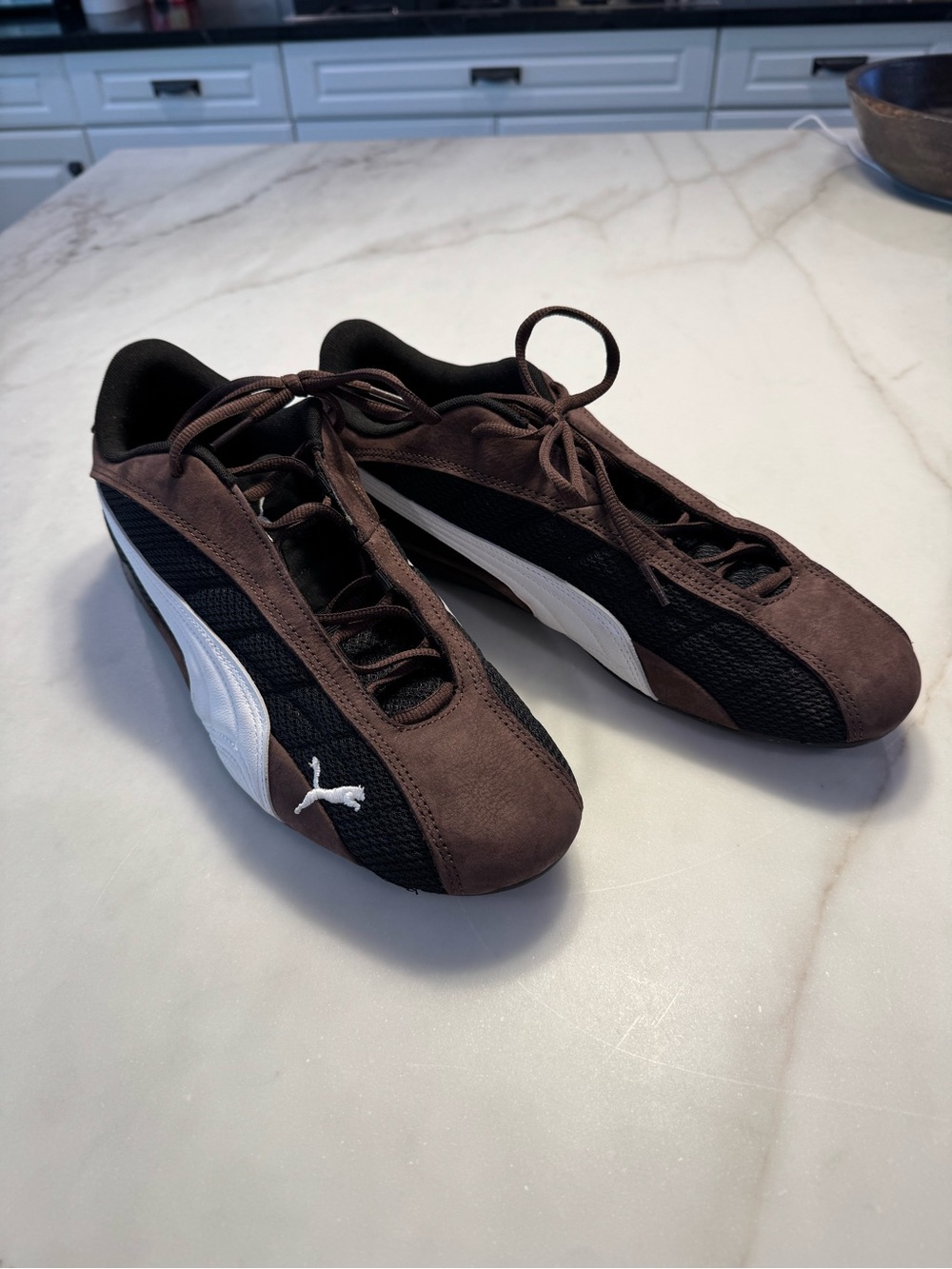 Puma Men’s Brown, Black & White Suede Athletic Sneakers